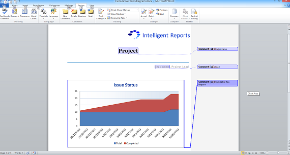 Adding your cumulative flow diagram to your template document