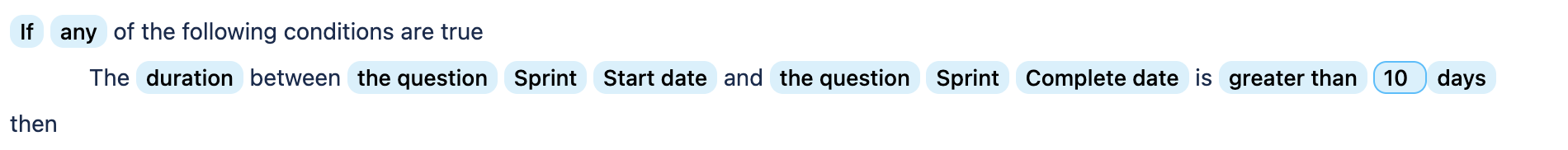 Specifying a duration based condition