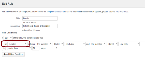 Specifying a duration based condition