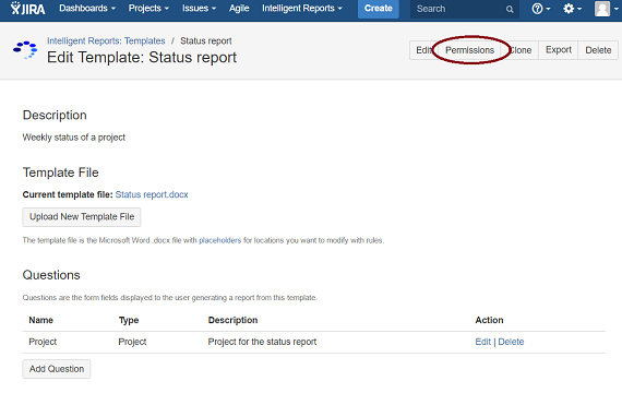 Editing template permissions